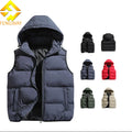 Custom Men's Plus Size Cotton Puffer Vest Hooded Windbreaker Waistcoat with Sleeveless Design Breathable Casual Style for Winter