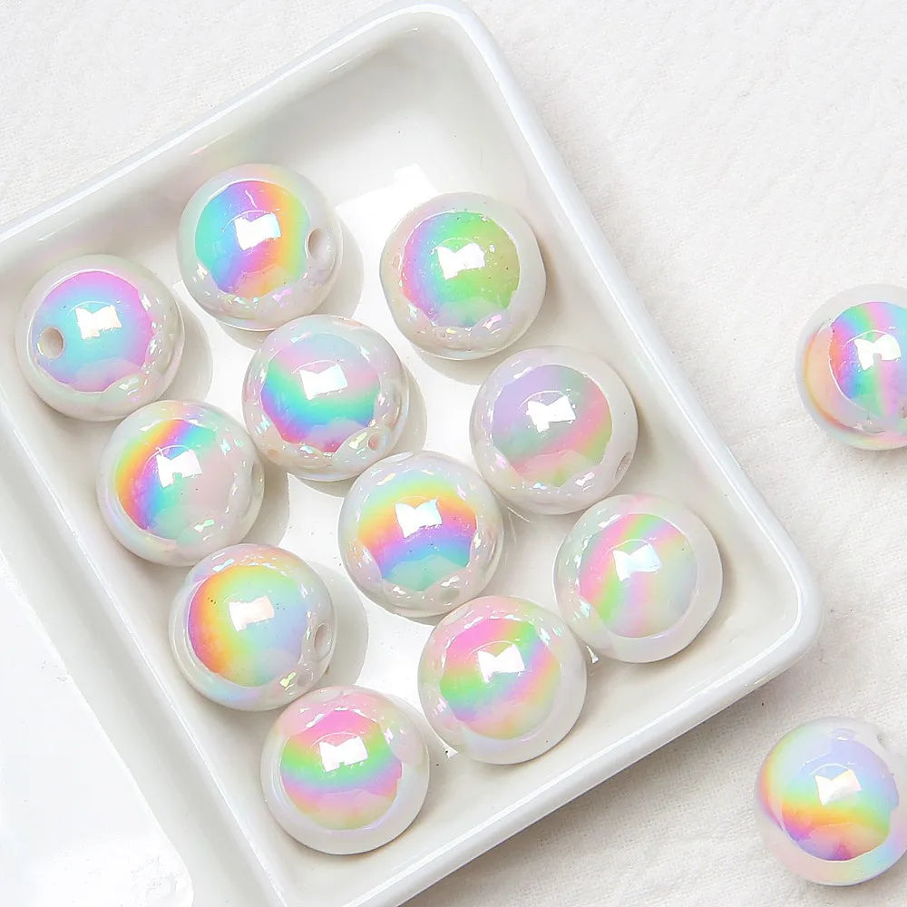 High Quality 16mm Acrylic Beads Plated Colored Hand-painted Beads for DIY Mobile Phone Chain Accessories Wedding Home Decor-CJ