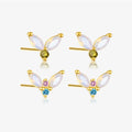 FUAMAY Aretes De Plata 925 Silver Bunny Rabbit Shaped Opal Earring Stud Earrings
