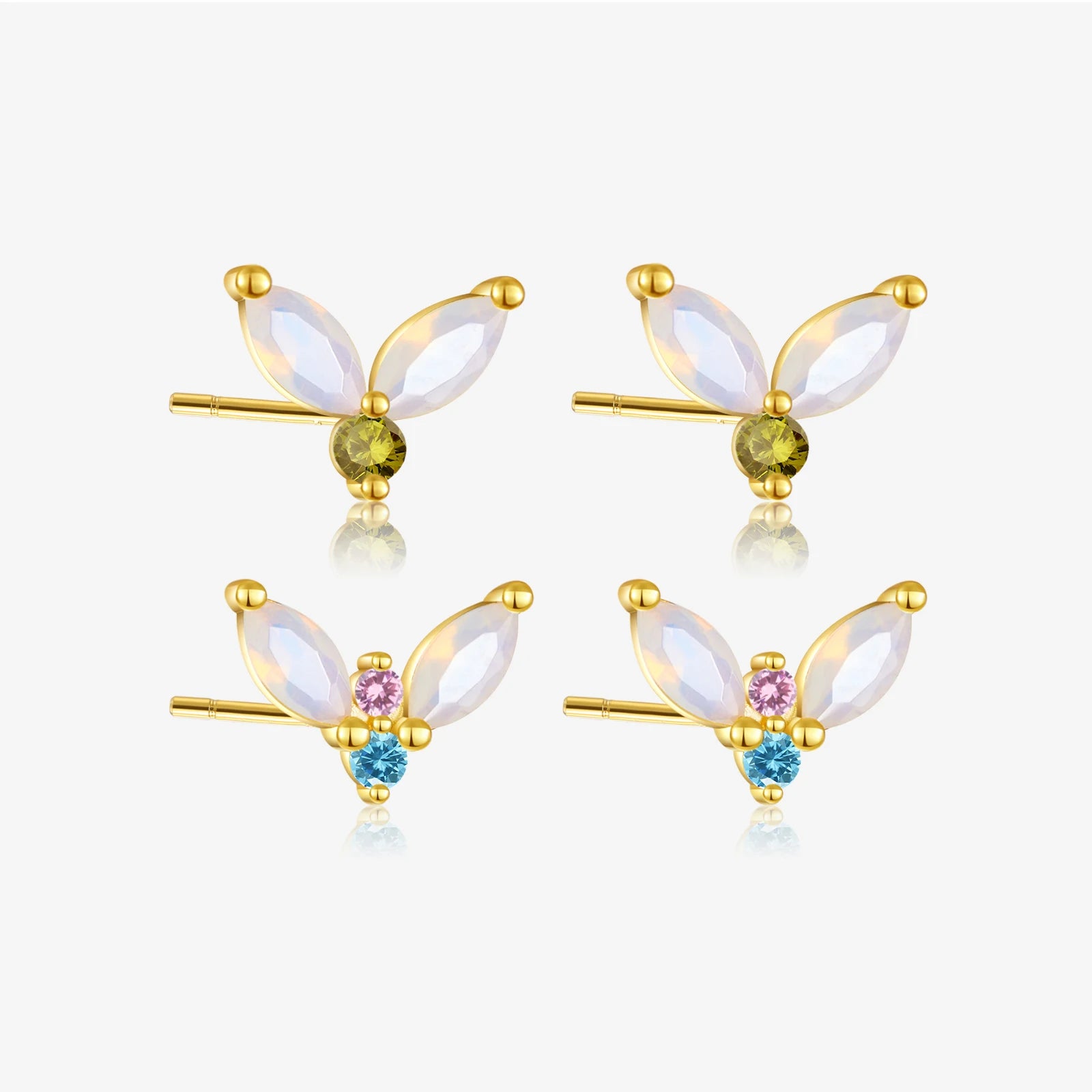 FUAMAY Aretes De Plata 925 Silver Bunny Rabbit Shaped Opal Earring Stud Earrings