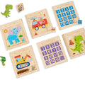 Educational Jigsaw Puzzle Huarongdao for Children Learning with Various Pictures of Animal and Number Wooden Toy