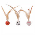 Bouncing Cat Toy Ball Set with Feathers Fun Bouncy Elastic Balls for Kitten Cat Entertainment