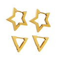 French Style Five Pointed Star Triangle Earrings Vintage Stainless Steel Jewelry Girlfriends Earrings