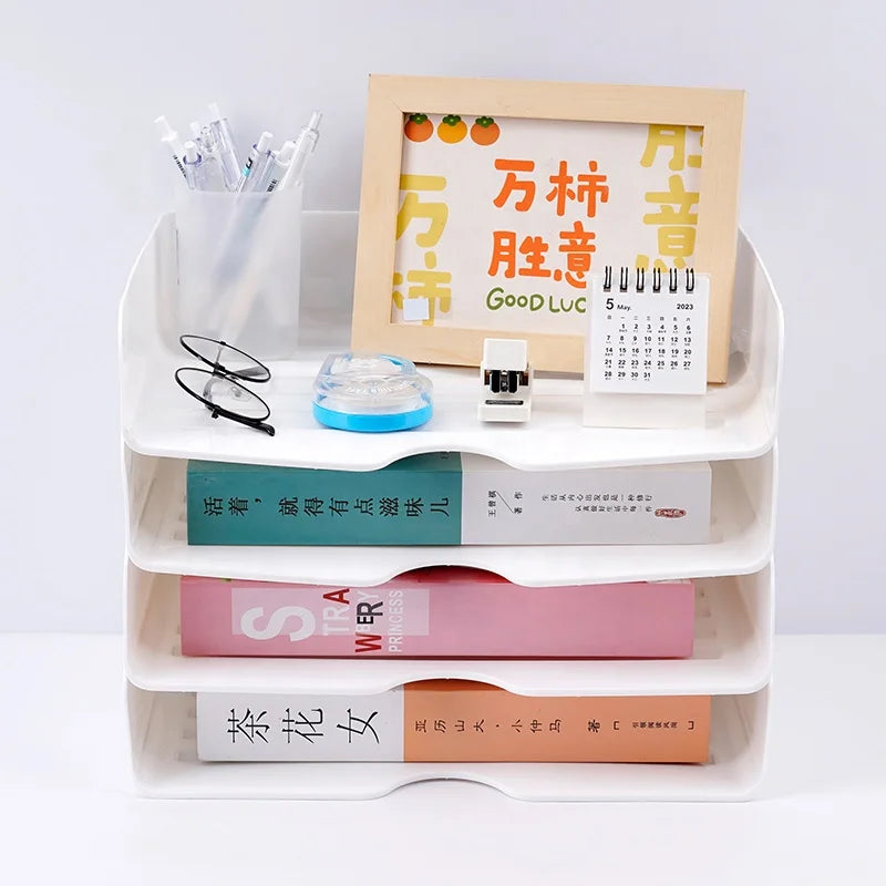 Desktop A4 Paper File Tray School Document Sorter Office Multi-layer Stackable Storage Rack Holder Magazine Holder