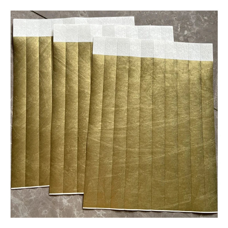 Promotional Custom Printable Tyvek Wristband Bracelet Ticket Pulsera Tyvek Paper Gold Event Wrist Bands