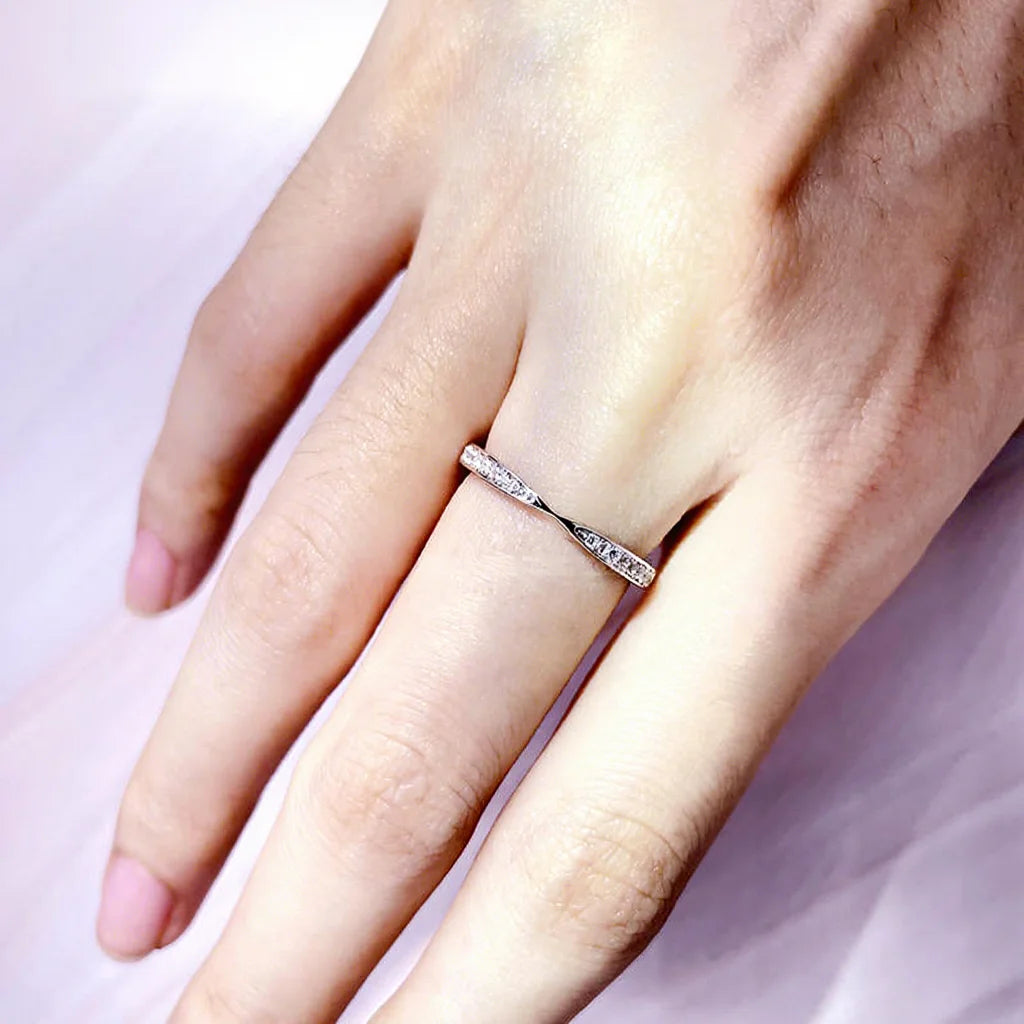 Tianyu 5a Cz Jewelry White Cubic Zirconia Wedding 18k White Gold Plated 925 Sterling Silver Band Rings for Women