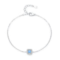 SL2043 S925 Sterling Silver Elegant Sea Blue Zircon Geometric Chain Bracelet for Women Fine Jewelry Fashion Wedding Gift