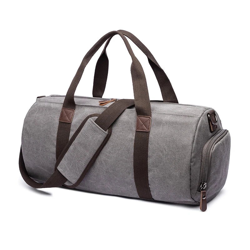Wholesale Weekender Vintage Canvas Duffel Overnight Bag Large Leather Canvas Shoulder Travelling Bag