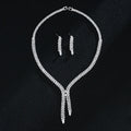 New Bridal Bridesmaid Jewelry Set Double Row Zircon Wedding Earring Necklace Elegant Tassel Jewelry Set for Women