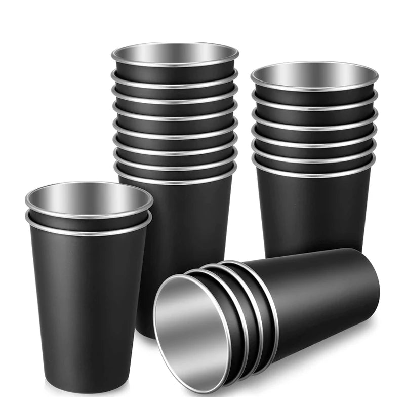 Black 350ml 500ml Camping Customized Logo Stackable Stainless Steel Tumbler Mugs Beer Mug Pint Cups Drinking Cups