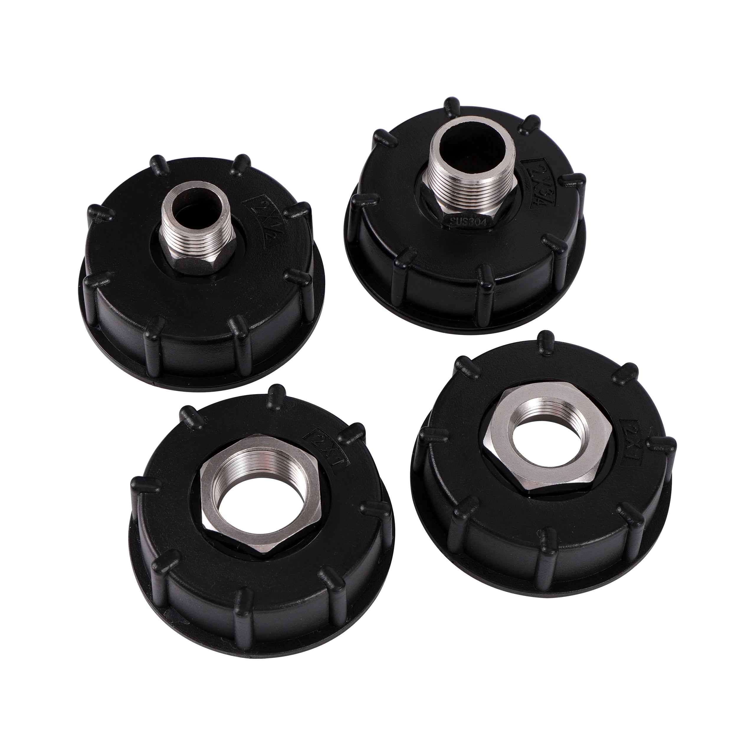 S60*6 Coarse Thread to 1/2" 3/4" Male IBC Tank Stainless Steel Nozzle Drain Fitting Replacement Adapter