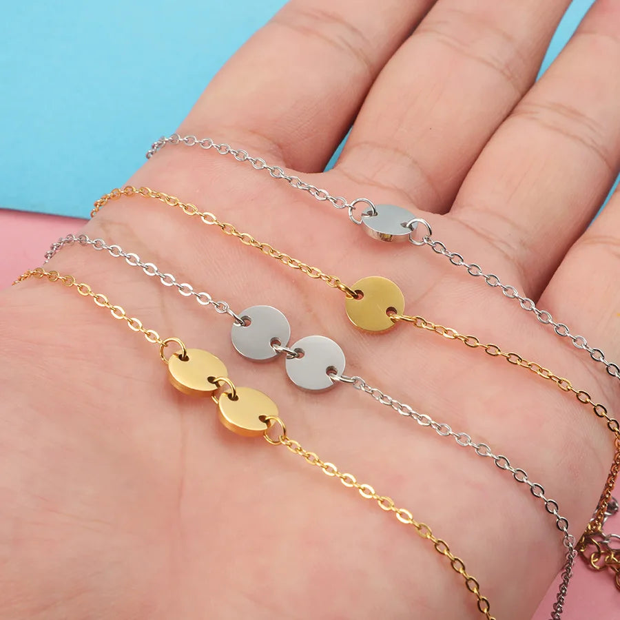 Personalized Logo 8MM Multiple Charms Initial Bracelet 1PC 2PC Blank Charm Connected Bracelet for Mom Men Gift
