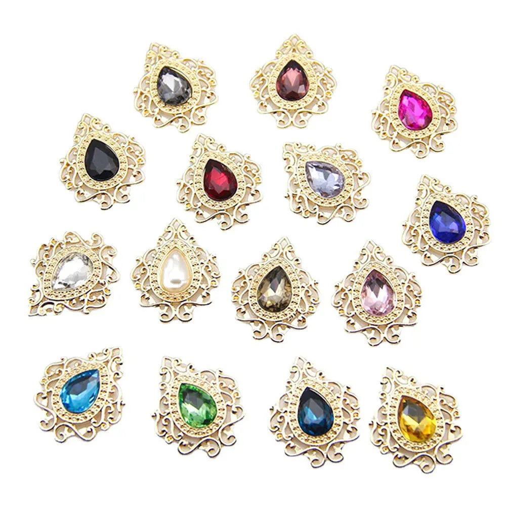 100pcs Mix Color Sew on Rhinestone Golden Base with Claw Crystal Strass Oval Shape Rhinestone Buttons Applique DIY Clothing Shoe