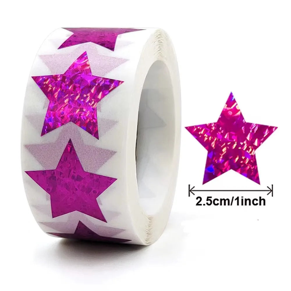 500PCS/Roll Hot Red Roll Yellow Star Thank You Sticker for Gift Merchandise Gift Decoration Seal