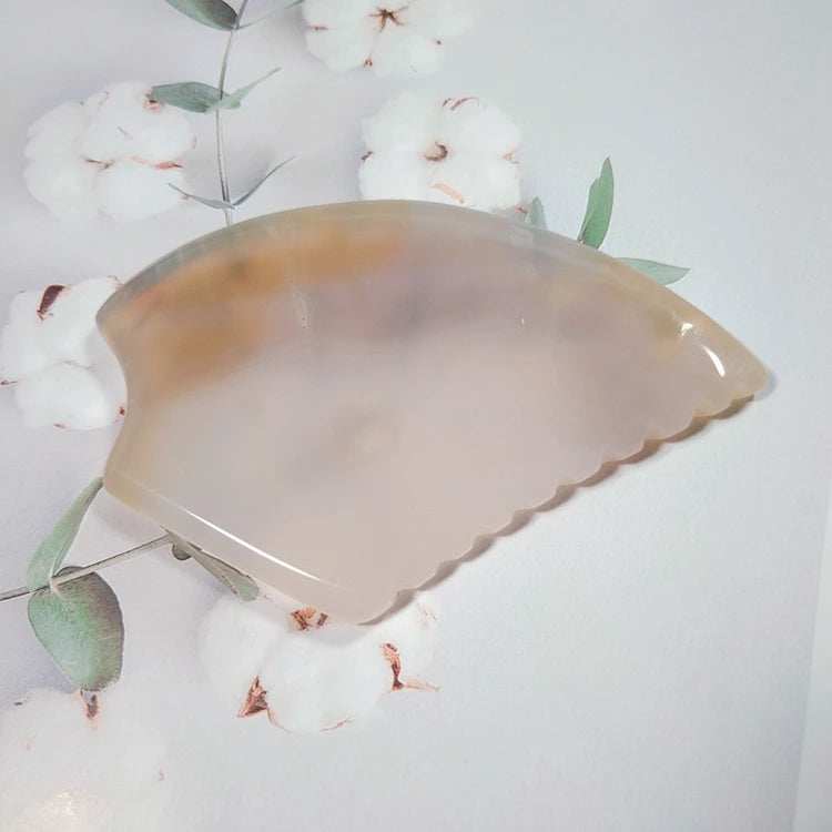 HZ 100% Natural Jade Guasha Private Label Scraping Grey Agate Amethyst Green Jade Gua Sha Tools for Face Body Skincare
