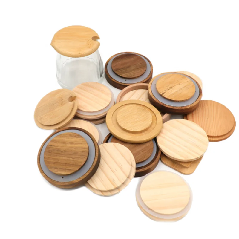 Wholesale Portable Custom Bamboo/Wood Non-Spill Lid for Jars Glass Storage Cosmetics & Industrial Packaging