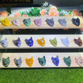 Hand Carved Mixed Gemstone Wolf Head Statue Wolf Gifts Decor Ornament Healing Crystals Animal Carvings Stone for Christmas