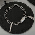 Niche Design S925 Sterling Silver Texture Baroque Pearl Bracelet Platinum Baroque Pearl Bracelet