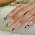 Hand Made Shinny Finger Nails Press on Nails Long Coffin Zebra Pattern French Glossy Long Lasting False Nails