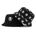 Two Side Bucket Hat One Side With Embroidery Logo on Front One Side With All Over Printed Logo Reversible Bucket Hat