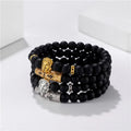 Beaded Jewelry Natural Frosted Volcanic Rock Bracelet Bead Leopard Lion Head Diamond Elastic Bracelet