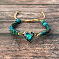 Handmade Blue Emperor Stone Heart Bracelet Adjustable Turquoise Bead Bracelet Blue Sea Sediment Ocean Jasper Bracelet