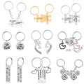 Valentine's Day Anniversary Gift Forever 2 Puzzle Piece Couples Keychain Handstamped Key Chain for Couples love Day