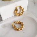 18k Gold Party Jewelry Rope Twist Hoop Huggie Earrings Thin Hypoallergenic Dainty Hoop Earrings