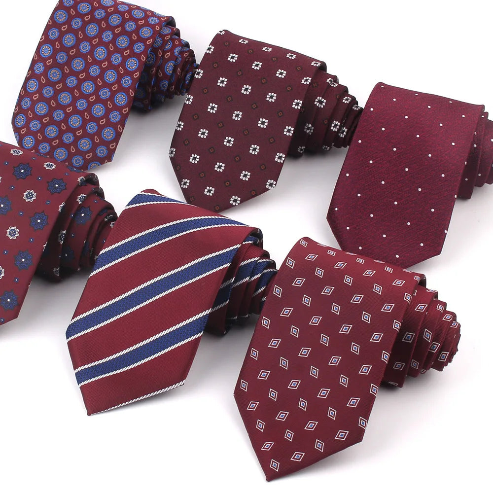 Men's Polyester Neckties Custom Logo 8cm Red Wedding Tie Formal Casual Necktie for Business