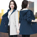 Double-Sided Trench Coat Women 2023 New Spring Autumn Clothes Hooded Large Size Long Windbreaker Jacket Female Outerwear Tops