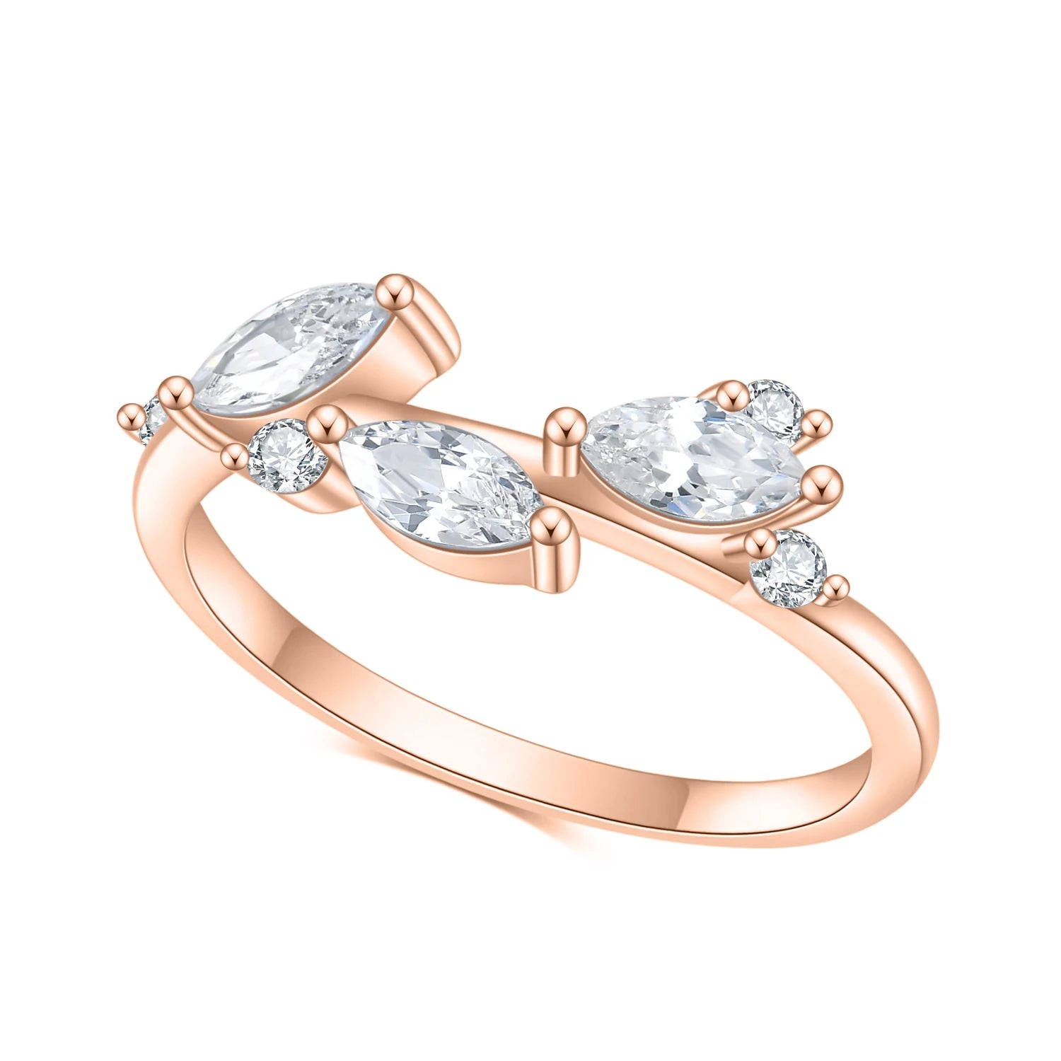 OL1030 Abiding Fine Jewelry Color Retention Marquise White Moissanite Diamond Luxury Sterling Silver Rings