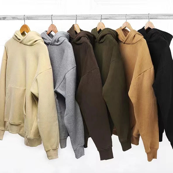 380gsm Heavy Weight 100%Cotton Oversized Pullover Fleece Winter Hoodie No Drawstring Unisex Solid Color Eco-Friendly Breathable