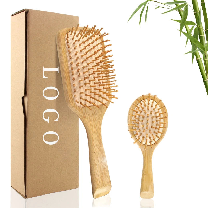 Good Quality Wholesale Air Cushion Comb Private Label Wide Tooth Hair Brush-Natural Wooden Comb Instead Brush Bamboo Hair Brush