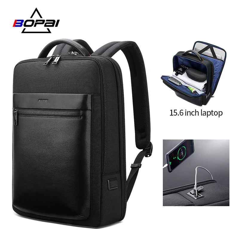 OEM Bopai Private Label Men 15.6 Inch Laptop Custom Back Pack Anti Theft Travel Multifunction Bag Business Usb Charging Backpack