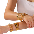 Women's 18K Gold Plated Stainless Steel Butterfly Bracelet Seashell Leaf Chunky Cuff Open Bangles Fashionable Jewelry