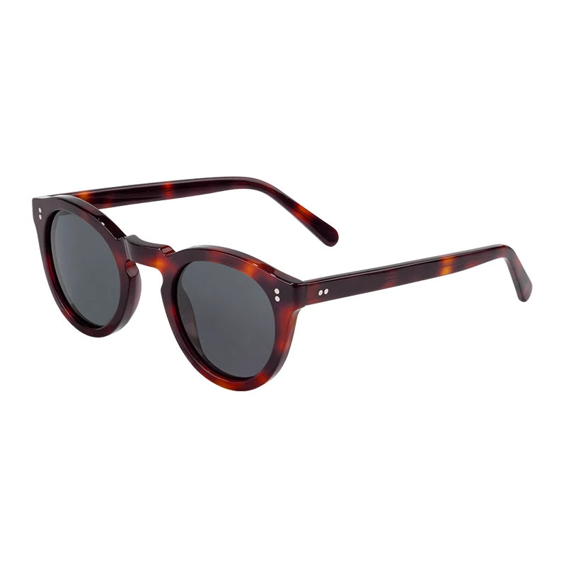 Retro Round Mazzucchelli Custom Logo Cellulose Acetate Frame Gold Polarized Sunglasses