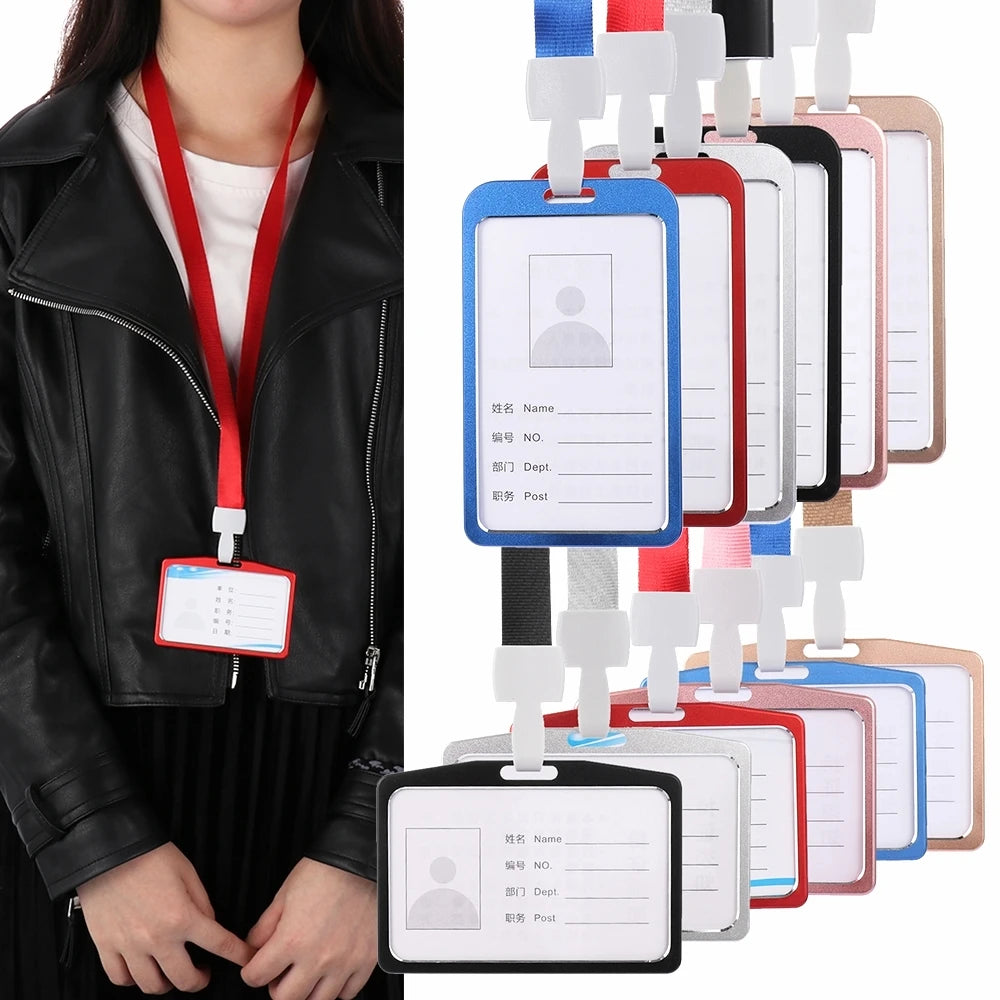 Factory Price Work Card Holders with Lanyard ID Badge Holder with Rope ID Card Cover Name Tag Staff Business Card Cover MegaBDM