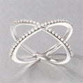 CAOSHI 2025 New Design Hot New Style Simple and Generous Cross Inlaid Zircon Copper Ring Silver Plated