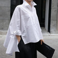 Wholesale 2026 Spring and Summer Casual Loose Irregular Blouse Fashion Large Size commuter Style Long-sleeved White Blouse