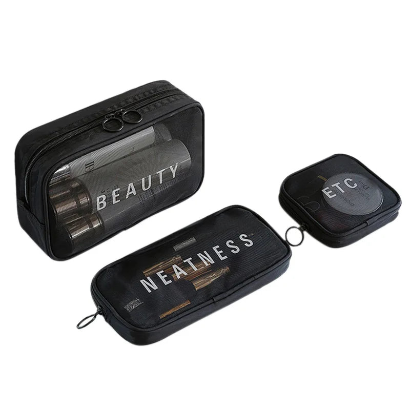 Durable Translucent Portable Travel Wash Bag Waterproof Cosmetics Storage for Toiletry Bag with Zipper Closure Packing Cubes