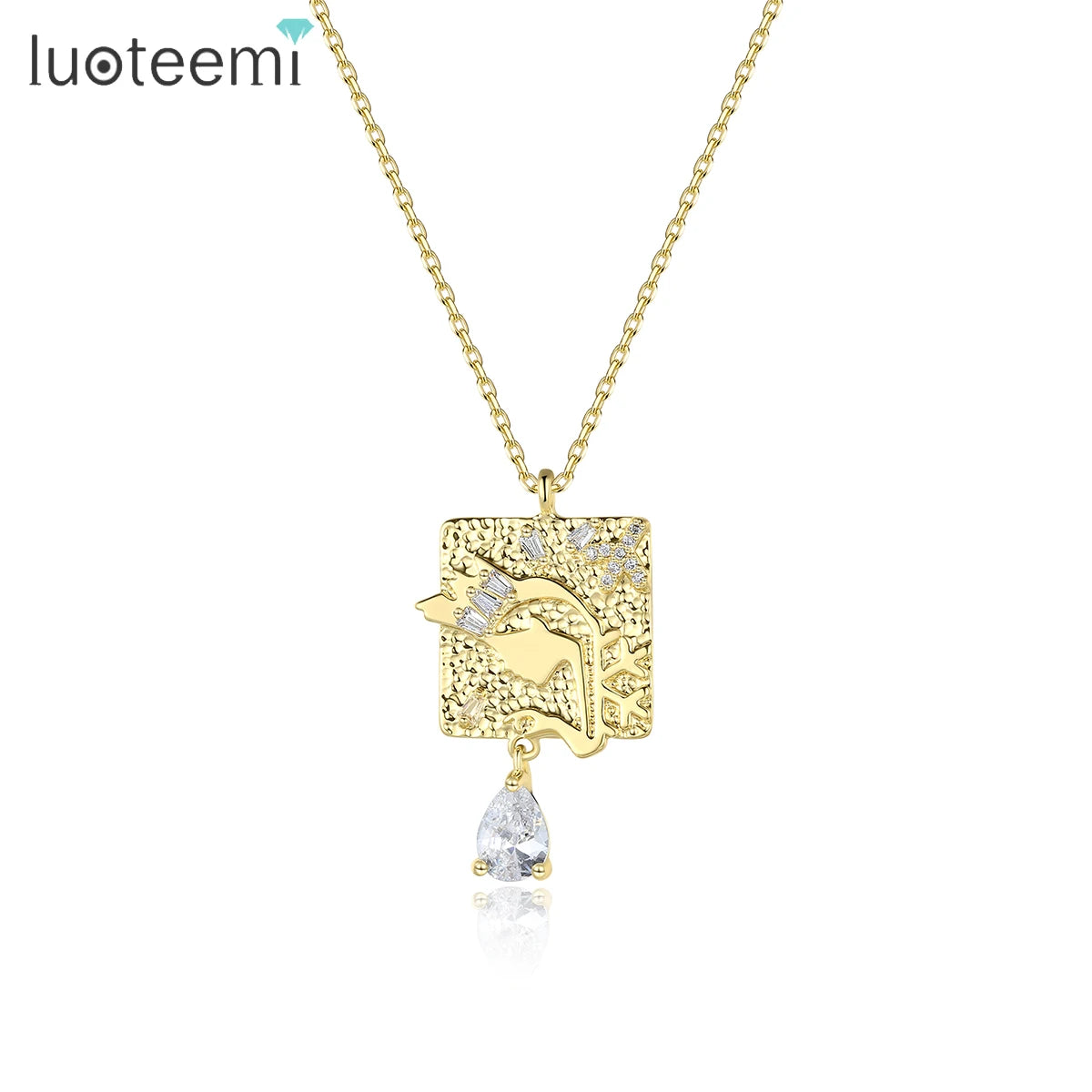 LUOTEEMI Vintage Gold Plated Jewelry Necklaces Vintage Chains Women Pendant Necklace