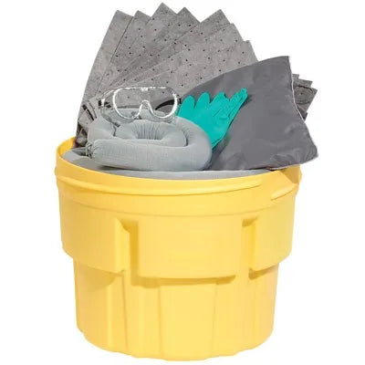 Oilspillpro HKITS 65GAL-GUA 65Gal Overpack Drum Universal Spill Kit Gery Color Absorbent Pads for Oil Spilling