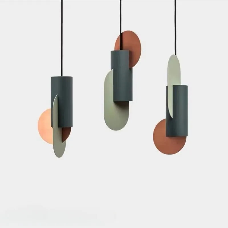 Nordic Modern Pendant Light Color Matching Single Head Hanging Lamp Green Cylindrical LED Bedroom Home Decor Lighting Fixtures