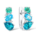 Blue Retro Elegant Clip-On Earrings for Women Exquisite S925 Sterling Silver with Zircon Stones Retro Style Blue Gravel Earrings