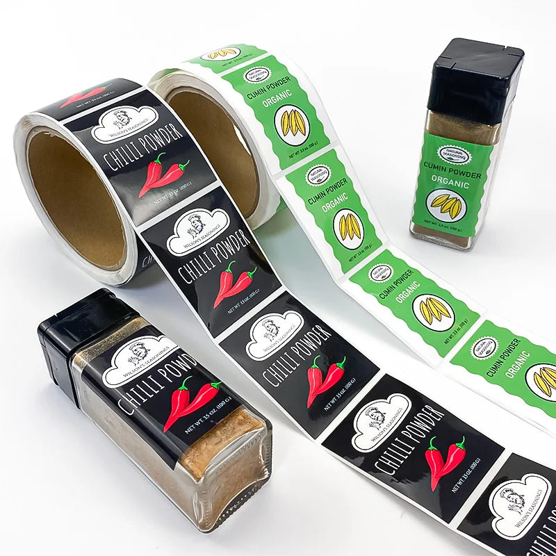 Self-Adhesive Packaging Label Custom Private Product Brand Logo Food Bottle Seasoning Roll Labels Sticker