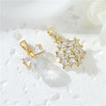 Fashion Brass 14K Gold Plated Cute Micro Inlaid Zircon Bow Bell Cube Design Pendant CZ Charms for Jewelry Making Accessories