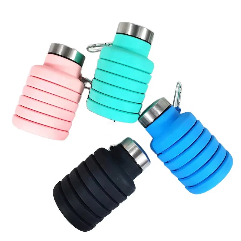 Outdoor Portable Collapsible Cup Travel Foldable Tumblers 550ml Large Capacity Silicone Folding Water Bottle