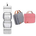 Wholesale Large Capacity Waterproof Striped Canvas Cosmetic Hanging Travel Makeup Organizer Travel Toiletry Bag for Women