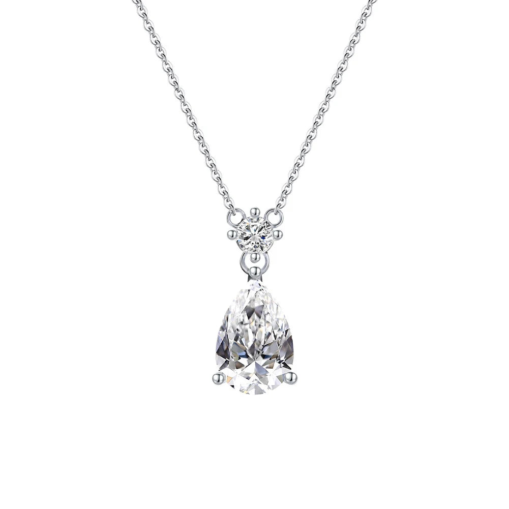 Wholesale Custom Fine Jewelry 925 Sterling Silver Cubic Zirconia CZ Waterdrop Necklace