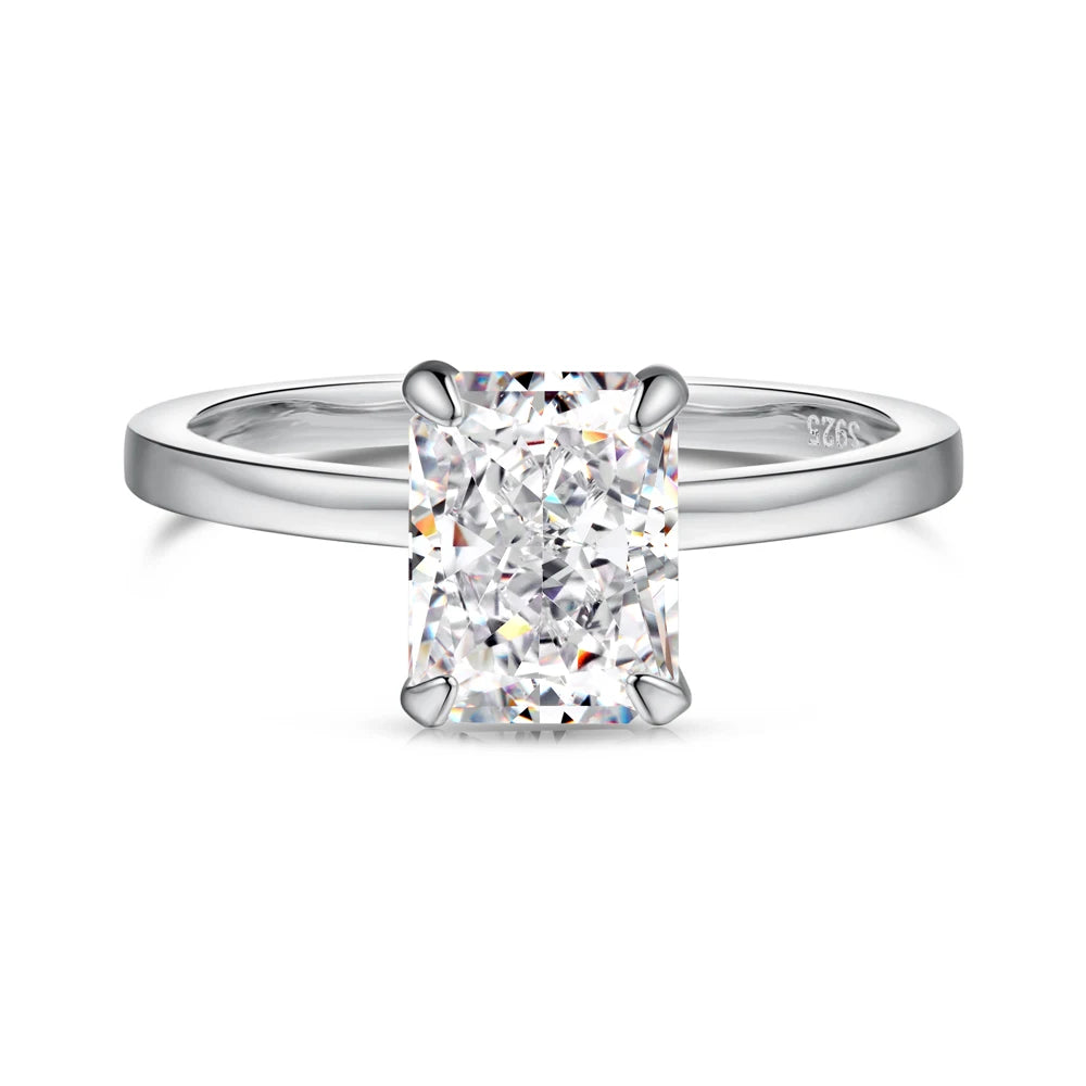 Dylam Hot Sell S925 Silver Rectangle Eternity Band Cz Cubic Zirconia Halo Promise Engagement Wedding Fine Rings Jewelry Women